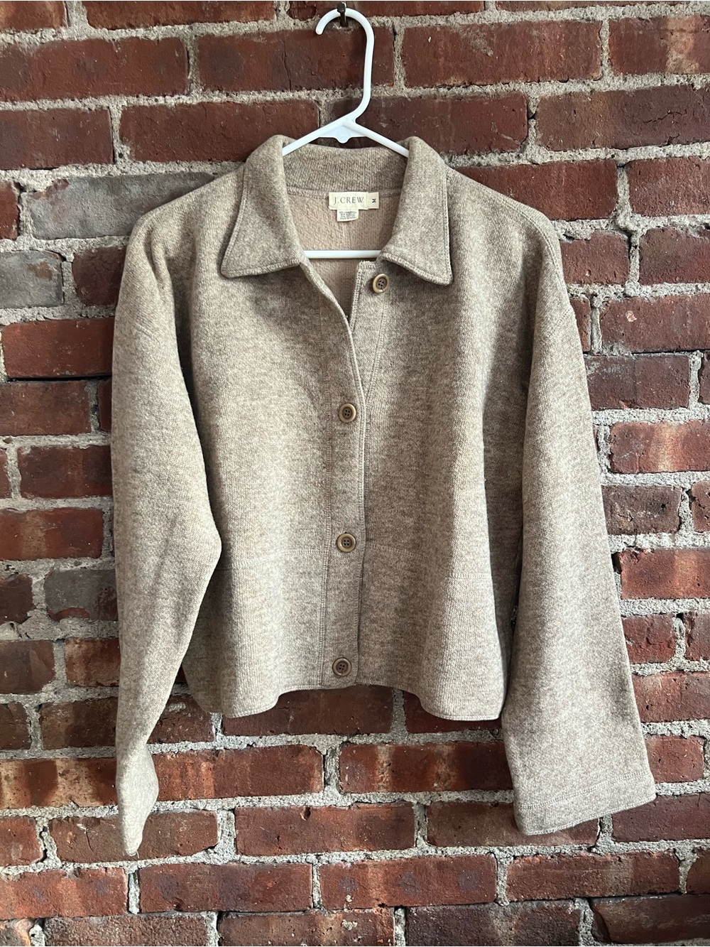 J. Crew Women's Taupe Button-Front Wool-Blend Jacket